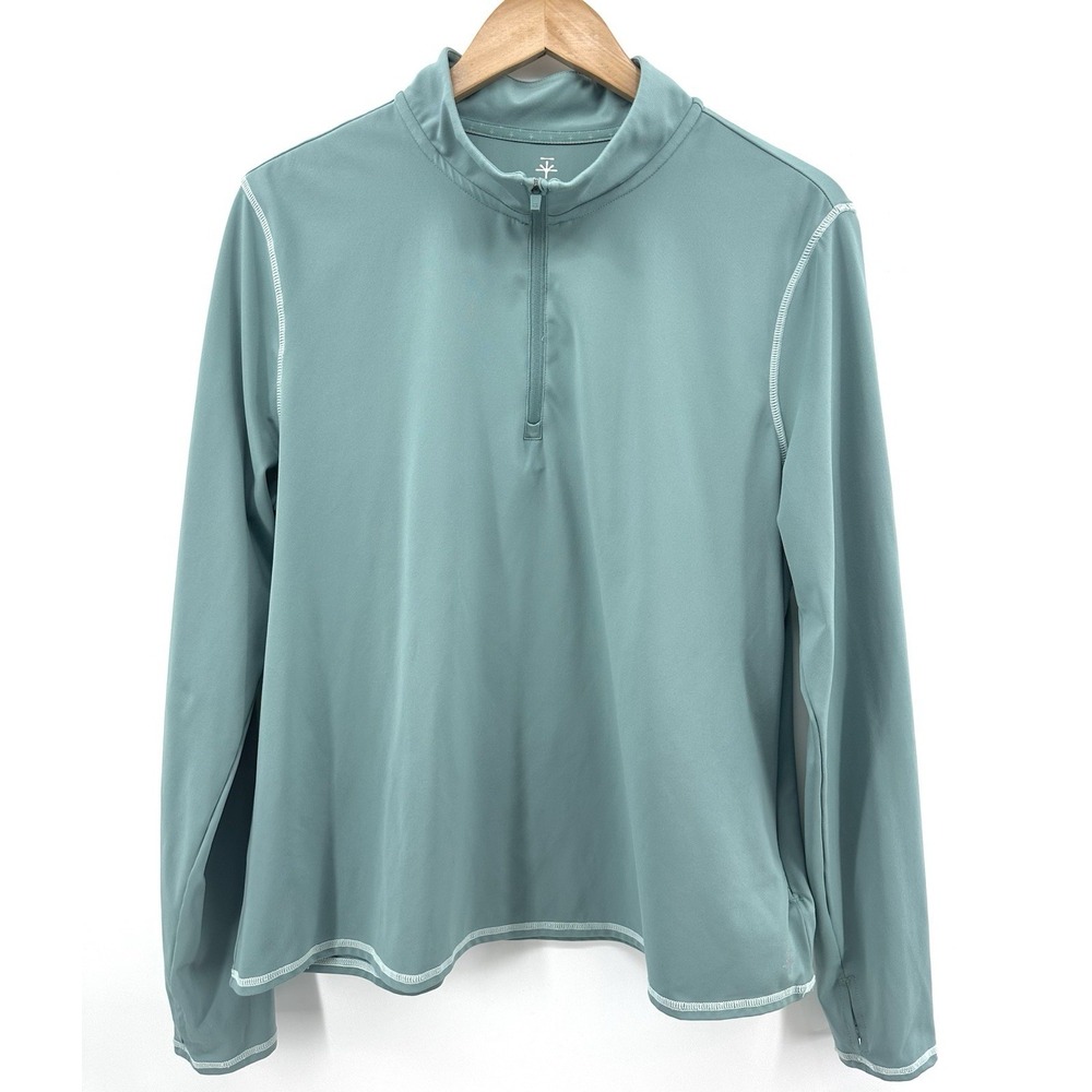 Soybu Athleisure Pullover XL Teal Half Zip Stretch Activewear Lightweight BB28